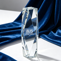 Trophée en cristal personnalisé en gros, grand modèle K9 vierge, en verre 3D en forme de pilier, pour souvenirs sportifs et cadeaux