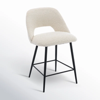 Valdez Boucle Tabouret de bar et de comptoir Mobilier design moderne Comptoir à dossier creux Chaise haute Tabouret de bar rembourré nordique
