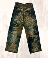 Shorts en jean vintage Boro Sashiko, teinture rouille, imprimé patchwork camouflage, ourlet brut déchiré, style grunge, coupe oversize et ample, personnalisé