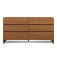 Commode minimaliste en chêne naturel à 6 tiroirs, commode large à taille personnalisable, buffet de chambre de luxe Japandi à glissières silencieuses