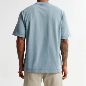 เสื้อยืดโอเวอร์ไซส์ทรงวินเทจผ้าถักเนื้อหนาแบบเรียบสีพื้นสำหรับผู้ชายขายส่ง - Product Image 3