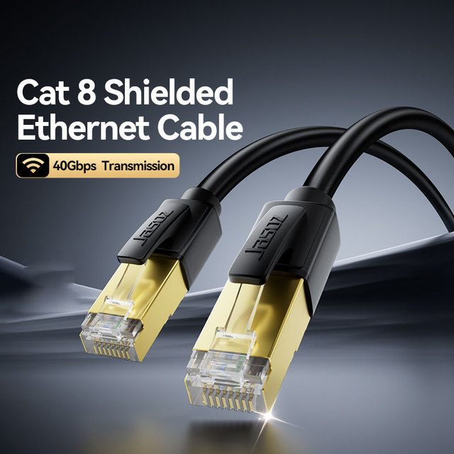 Jasoz E117 Cat8 Shielded Twisted Pair Network Patch Cable RJ45 Gold-Plated Connectors 4-Pair 40Gbps Transfer Speed 10G
