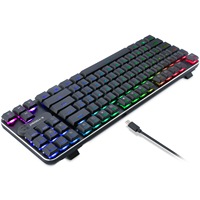 Clavier mécanique de jeu de taille standard avec 87 touches filaires, interrupteurs Cherry MX Blue personnalisés, rétroéclairage RVB, interface USB, touches programmables