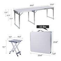 Ensemble table et chaises d'extérieur en aluminium table pliante de pique-nique de camping portable légère et réglable en hauteur avec 6 tabourets