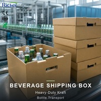 Boîte en carton ondulé kraft ciré robuste pour le transport de boissons en bouteille, emballage de bouteilles résistant à l'humidité