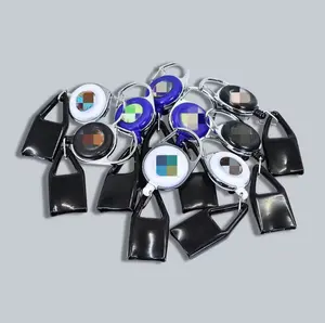 Yufan Custom Logo Smoking Accessories Black Leather Stretch Buckle Lighter Leash Holder Lighter Keychain