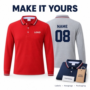 Custom Logo Men's Long Sleeve <b>Polo</b> 200GSM Quick Dry Tipping Collar Private Label Technical Golf Tee Wholesale OEM S-<b>4XL</b> - Product Image 5