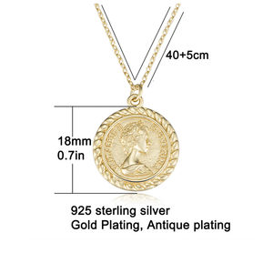 Moda In Argento Sterling 925 Argento Antico Canada <span class=keywords><strong>Moneta</strong></span> 14K Collana A Catena In <span class=keywords><strong>Oro</strong></span> - Product Image 6