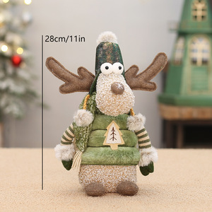 Poupée renne vert en tissu sur pieds, nouvelle décoration de Noël 2026, ornement de vitrine - Product Image 5