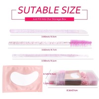 Kit d'outils pour extensions de cils avec boîte à cils réutilisable en plastique transparent, brosse à cils portable et patchs d'isolation