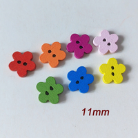 Boutons en bois naturel de 11 mm en forme de fleur de prunier, 7 couleurs vives, boutons à 2 trous pour vêtements d'enfants, artisanat DIY, sacs et décoration intérieure