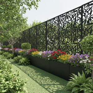 Jardinera Metálica Decorativa con Rejilla, Galvanizada/Aluminio, Pantalla <span class=keywords><strong>de</strong></span> Privacidad Cortada con Láser, Orificio <span class=keywords><strong>de</strong></span> Drenaje, Ecológica, para Hogar y Jardín - Product Image 3