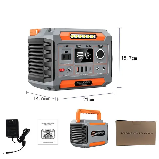 Power Station 300W Lithium Ion Wireless Charging 300W Mini Solar Generator Lightweight Power Supply