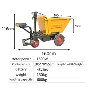 Elektrische betonwagen op batterijen, mini-kruiwagen met zelflossende bak - Product Image 5