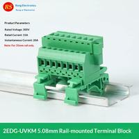 RS Green 2EDG-UVKM-5.08mm Bornier de raccordement enfichable pour rail, avec oreilles de fixation, ensemble de raccordement 2EDGKM (Nylon PA66) 300V 15A -40~105 V0 Ininflammable