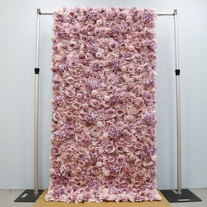 Panneau floral mural doux aux tons neutres crème, pêche et lavande, élégant pour la décoration de réception de mariage ou de fête. - Product Image 5