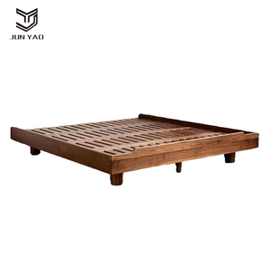 <span class=keywords><strong>Lit</strong></span> Double nordique moderne de 1.8m tout <span class=keywords><strong>en</strong></span> bois massif Internet célébrité flottant Style Tatami <span class=keywords><strong>lit</strong></span> doux finition noyer noir sans tête de <span class=keywords><strong>lit</strong></span> - Product Image 2