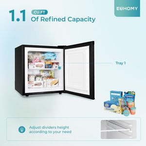 यूहोमी 1.1cu. फीट एकल दरवाजा मिनी फ्रीजर सीधे फ्रीजर रेफ्रिजरेटर घर के उपयोग के लिए सीधे फ्रीजर रेफ्रिजरेटर - Product Image 3