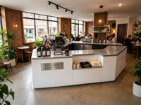 Vitrine en verre pour café, présentoir en verre avec éclairage pour comptoir de restaurant