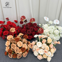 Boule de fleurs artificielles pour mariage, roses bordeaux et fleurs mélangées, pour hôtel, banquet de mariage, allée, table, accessoire floral