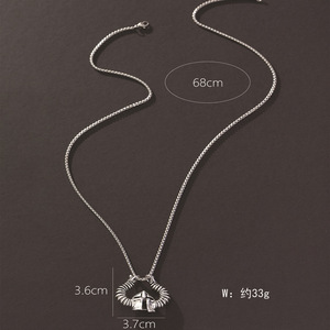 Collar con Colgante de Casco de Acero Inoxidable, Plata Antigua, Cadena Unisex, Joyería de Clavícula, Accesorio de Moda - Product Image 2