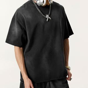 American Style Jersey Fabric Gradient Washed T-shirt Drop ShoulderRoll Edge <b>Vintage</b> <b>Tee</b> Tshirt - Product Image 5