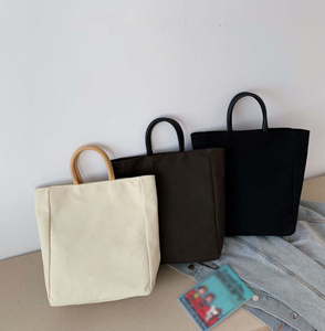 Customized logo <b>large</b> capacity solid color canvas <b>bag</b> durable canvas tote <b>bag</b> with leather handle shopping <b>bag</b> - Product Image 3