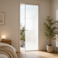 Porte battante en alliage d'aluminium, taille standard, panneau de séparation de salle de bain en verre dépoli, bordure décorative simple pour hôtel et villa