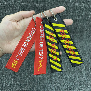 Llavero personalizado con logotipo de letras bordadas, etiqueta bordada de avión para quitar antes del vuelo, llaveros con patrón de muñeca - Product Image 1