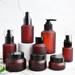 free sample 15ml to 100ml clear travel size luxury frosted glass apothecary bottles for cosmetics containers packaging