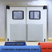 Porte battante bidirectionnelle anti-collision en acier inoxydable sur mesure pour usine alimentaire et entrepôt