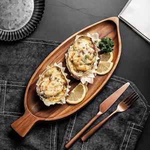 ถาดเสิร์ฟไม้ทำมือเป็นมิตรกับสิ่งแวดล้อม พร้อมจานไม้จากไม้กระถินเทศและมะม่วง เหมาะสำหรับเสิร์ฟอาหารและของว่าง - Product Image 4