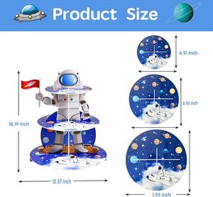 แท่นวางคัพเค้กนักบินอวกาศ DAMAI สำหรับงานเลี้ยงวันเกิดธีมอวกาศ 3 ชั้น สไตล์กาแล็กซี่ สำหรับจัดแสดงขนมหวานสำหรับงานปาร์ตี้ - Product Image 2