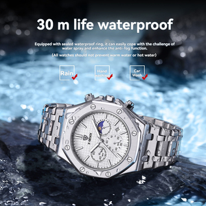 <span class=keywords><strong>Montre</strong></span> de <span class=keywords><strong>sport</strong></span> X-GEQCK pour homme, en acier inoxydable, quartz, luxe, multifonction, chronographe, étanche 3BAR, lumineuse - Product Image 4