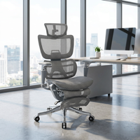 Chaise de bureau ergonomique moderne en maille avec appui-tête réglable, extensible, rafraîchissante, pliable, massante et pivotante pour la maison et l'hôtel