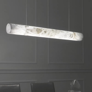 โคมไฟเพดานทรงเส้นตรงสไตล์มินิมอลทันสมัยจาก Zeal Lighting ทำจากทองแดงและหินอ่อนอะลาบาสเตอร์ เหมาะสำหรับโต๊ะอาหาร - Product Image 6