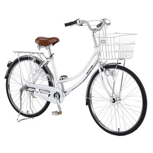 Bicicletta da Città Monomarcia da <span class=keywords><strong>Donna</strong></span> di Produzione Cinese con Cestino Anteriore, <span class=keywords><strong>Bici</strong></span> da <span class=keywords><strong>Donna</strong></span> Classica per Spostamenti Urbani, Bicicletta da Città Pieghevole - Product Image 5