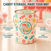 Boîte ronde en fer blanc personnalisée avec couvercle pour bonbons, biscuits, chocolats, noix, grains de café – Emballage en vrac OEM/ODM