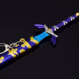 Zelda Breath of the Wilderness Master Sword Blue Blade Nuevo Llavero de espada de 22cm Espada de metal Arma de acero Modelo 73g - Product Image 5