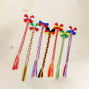 Extensions de cheveux tressées longues et droites sur le thème du football, rouge, blanc, vert, accessoire pour cheveux - Product Image 6