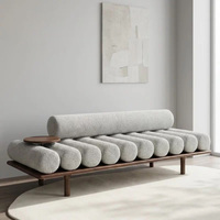Banc ottoman rectangulaire moderne en tissu, tabouret de design contemporain, long banc pour salon, hôtel, appartement