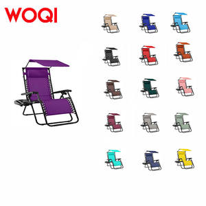 เก้าอี้พับเอนนอนกลางแจ้ง Woqi อลูมิเนียมแบบพกพา ปรับเอนได้ ใช้สำหรับตั้งแคมป์หรือชายหาด สีดำ ขนาด 87x12x66 นิ้ว - Product Image 2