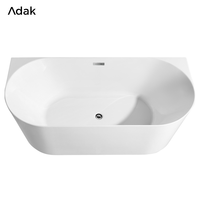 Baignoire de massage rectangulaire autoportante en acrylique Adak, avec drain, pour intérieur, garantie 5 ans, écologique, facile à nettoyer