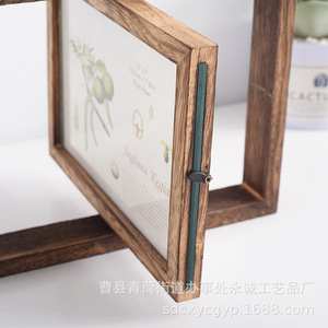 <b>Double</b>-Sided Rotating Wooden <b>Photo</b> <b>Frame</b> 5x7 Inch Tabletop Rectangular Horizontal Design For Home Decor - Product Image 4