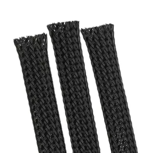 Nylon braided network PET black snakeskin mesh harness wire protection extendable cable sleeve flexible sleeve