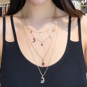 Amuletos finos de moda, colgante de plata, joyería minimalista, collar multicapa para mujer