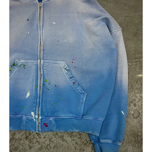 Felpa con Cappuccio Oversize Personalizzata per Uomo, Stile Vintage Sbiadito con Zip, Vestibilità Ampia - Product Image 2