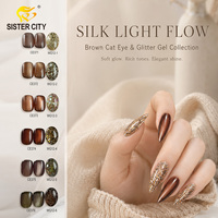 Lot de vernis gel magnétique effet œil de chat, paillettes réfléchissantes, longue tenue, UV/LED, pour nail art français DIY en salon