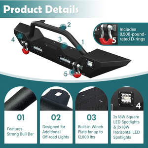 <span class=keywords><strong>Prix</strong></span> d'usine OEM tout-terrain pare-chocs avant et arrière Combo Fit 2018-2024 <span class=keywords><strong>Jeep</strong></span> <span class=keywords><strong>Wrangler</strong></span> JL JLU <span class=keywords><strong>Unlimited</strong></span> équipé d'une plaque de treuil - Product Image 5