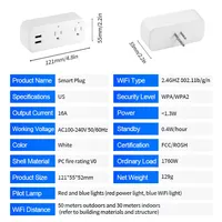 Prise intelligente US 16A avec contrôle Wi-Fi via application, surveillance de la consommation, minuterie, compte à rebours, contrôle vocal par groupe, mémoire de coupure de courant, compatible Alexa
